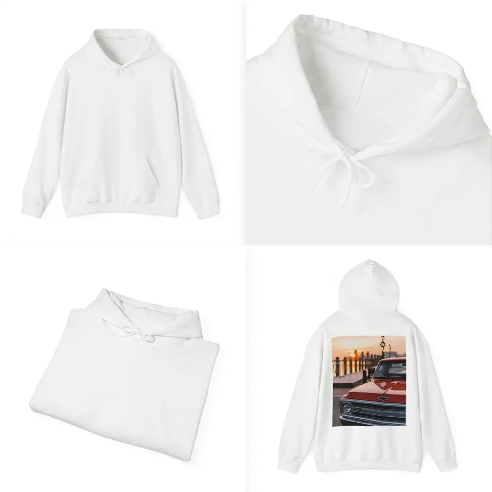 Chevrolet Classic Truck Sunset Harbor View – Hoodies