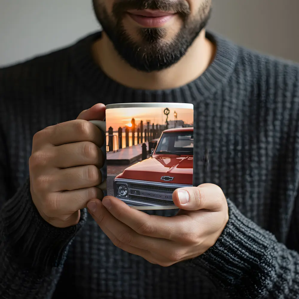 Chevrolet Classic Truck Sunset Harbor View – Mugs