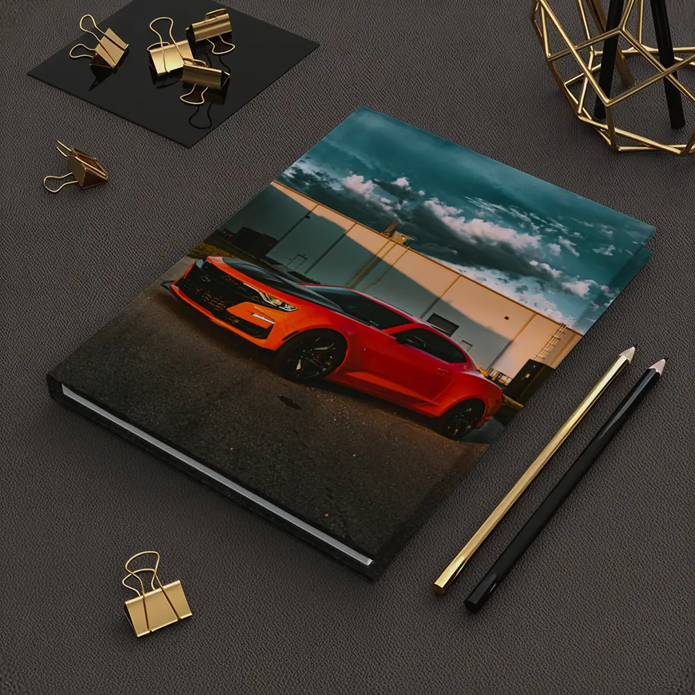 Chevrolet Camaro Orange Muscle Car Stormy Sky – Notebooks