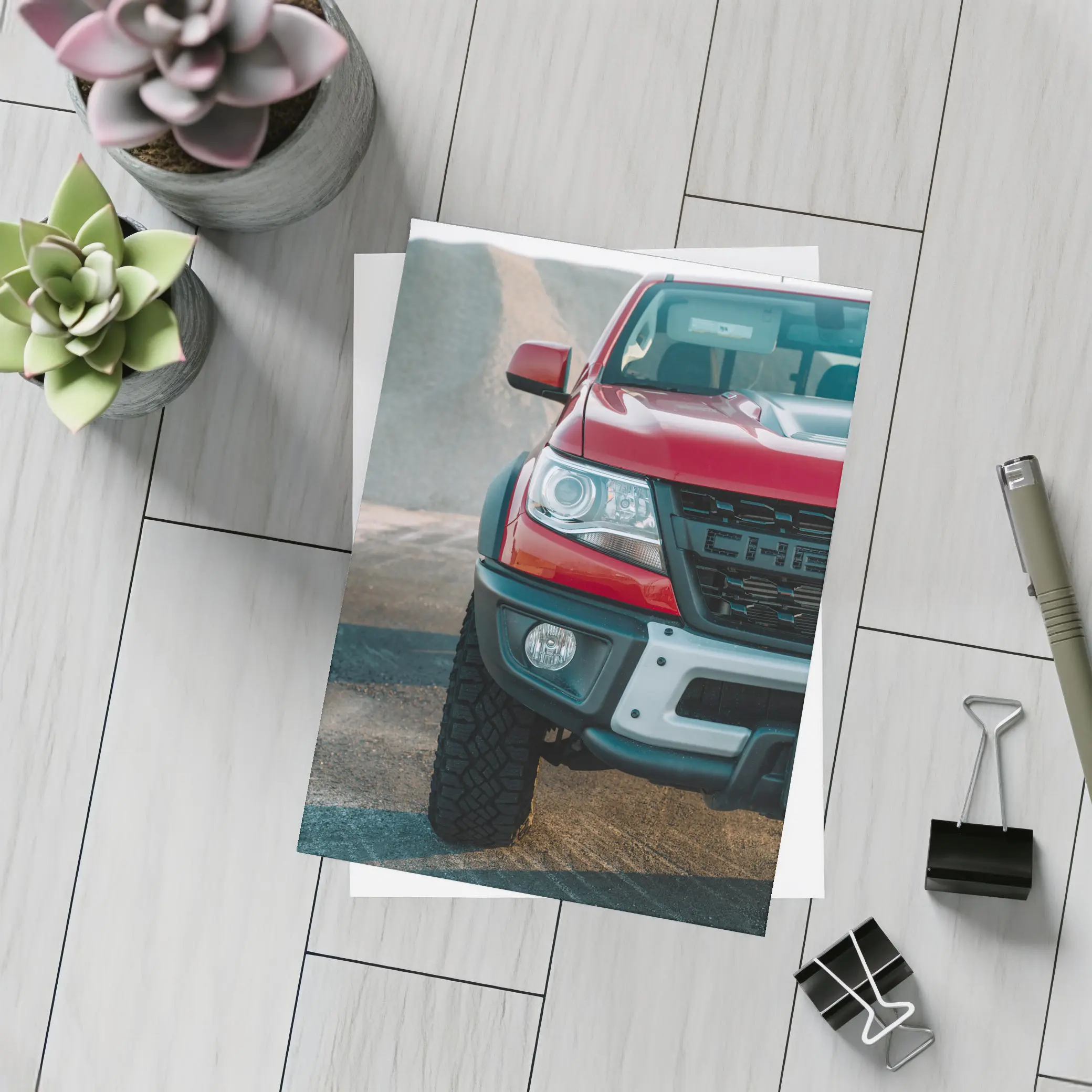 Red Chevrolet Colorado ZR2 Front Close Up – Postcards