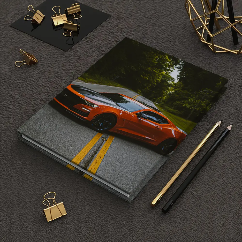 Chevrolet Camaro Orange Muscle Car Forest Road – Notebooks