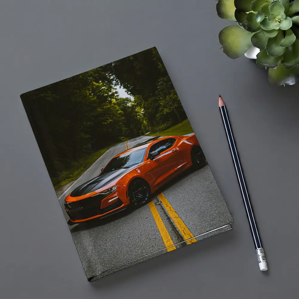 Chevrolet Camaro Orange Muscle Car Forest Road – Notebooks