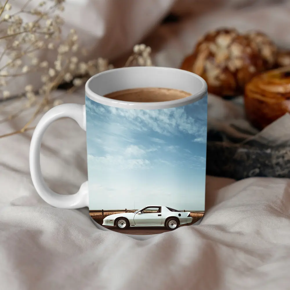 Chevrolet Camaro White Classic Under Open Sky – Mugs