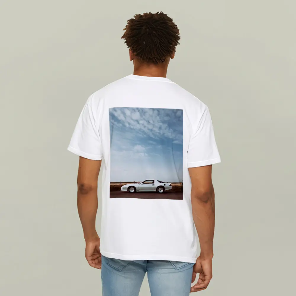 Chevrolet Camaro White Classic Under Open Sky – T-Shirts