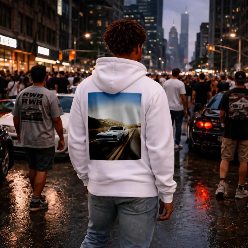 Chevrolet Camaro White Muscle Car Open Road – Hoodies