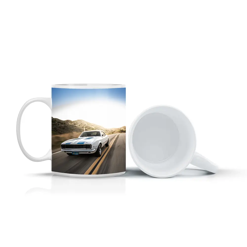 Chevrolet Camaro White Muscle Car Open Road – Mugs