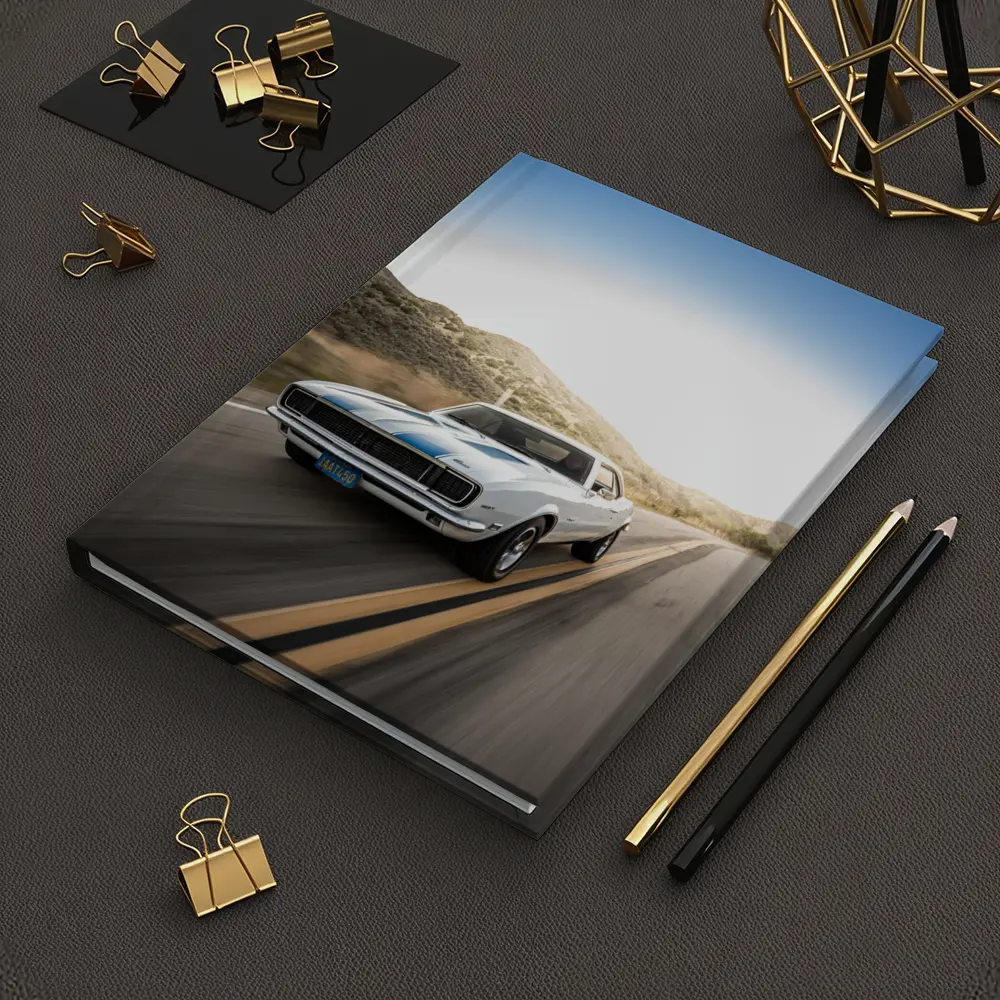 Chevrolet Camaro White Muscle Car Open Road – Notebooks