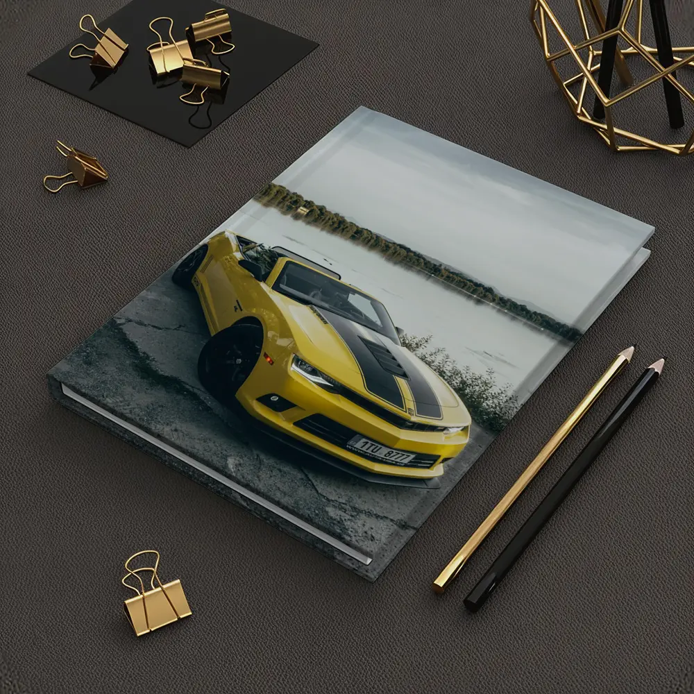 Yellow Chevrolet Camaro Convertible By Lake – Notebooks