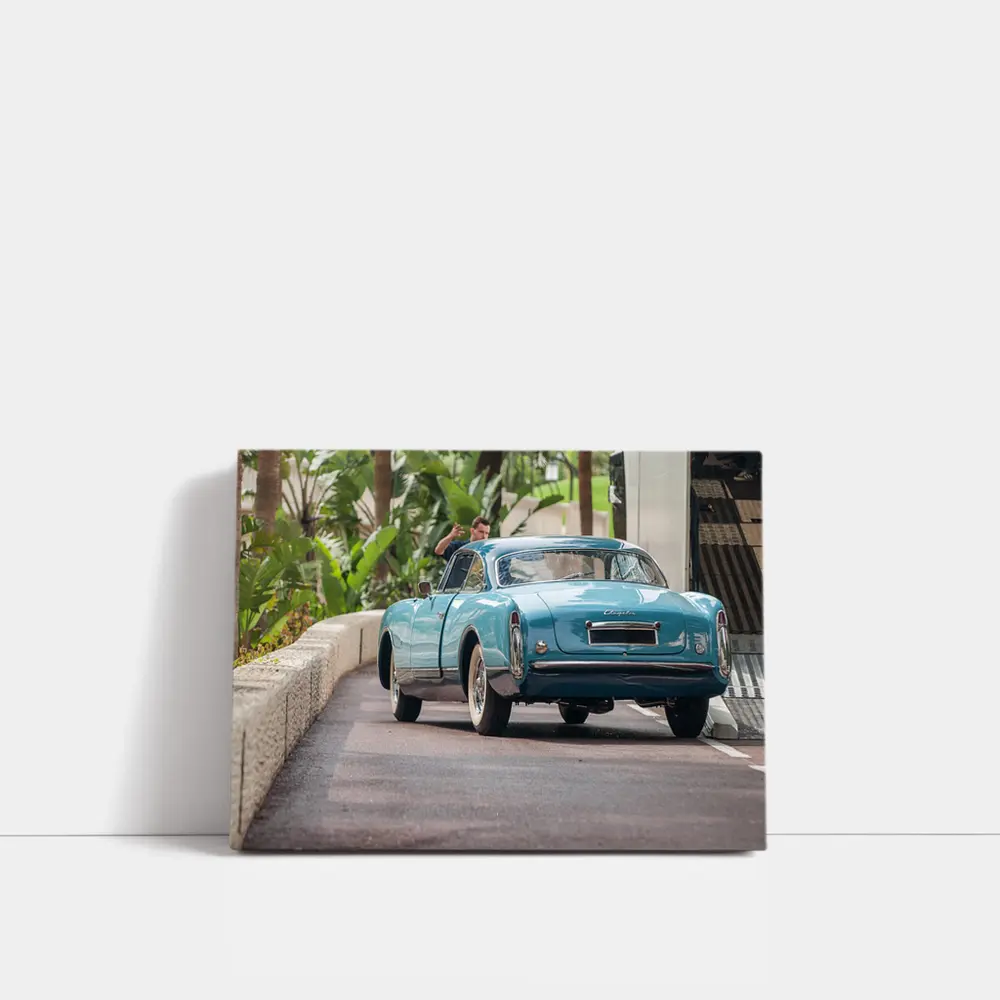 Classic Chrysler Coupe Blue Rear Street View – Wall Art