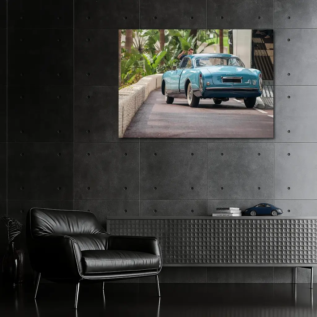 Classic Chrysler Coupe Blue Rear Street View – Wall Art