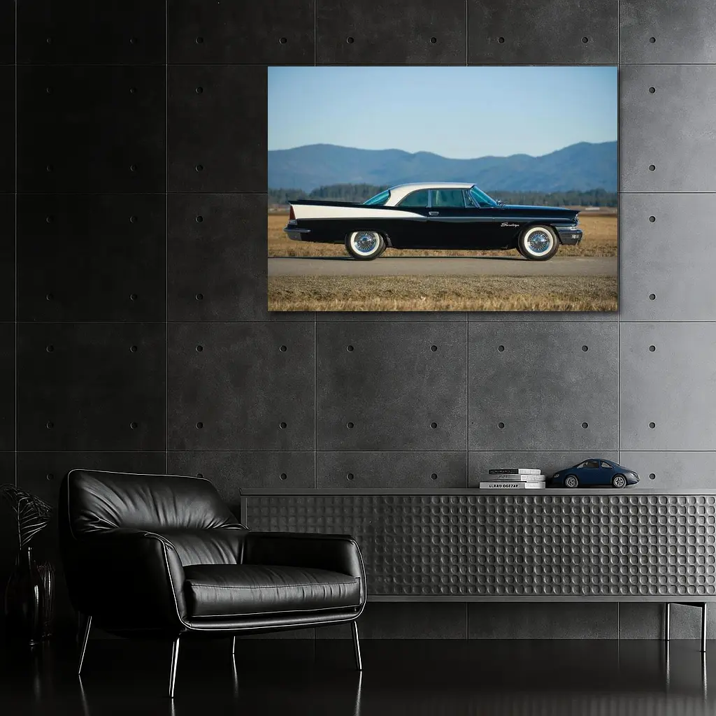 Chrysler Saratoga Classic Black Car Mountains – Wall Art