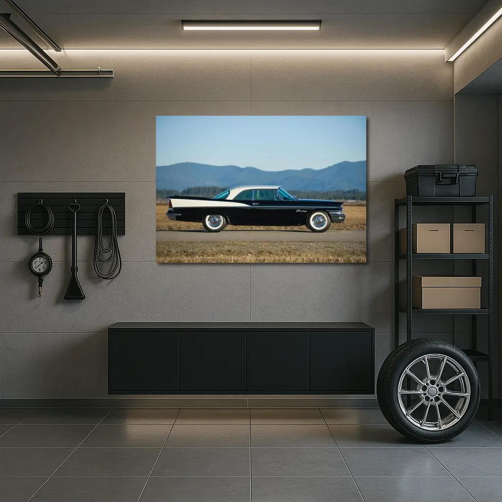 Chrysler Saratoga Classic Black Car Mountains – Wall Art