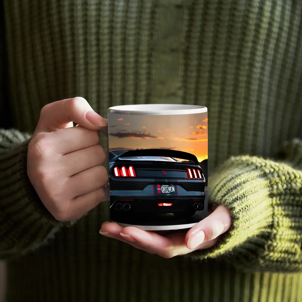 Ford Mustang Rear View Desert Sunset – Mugs