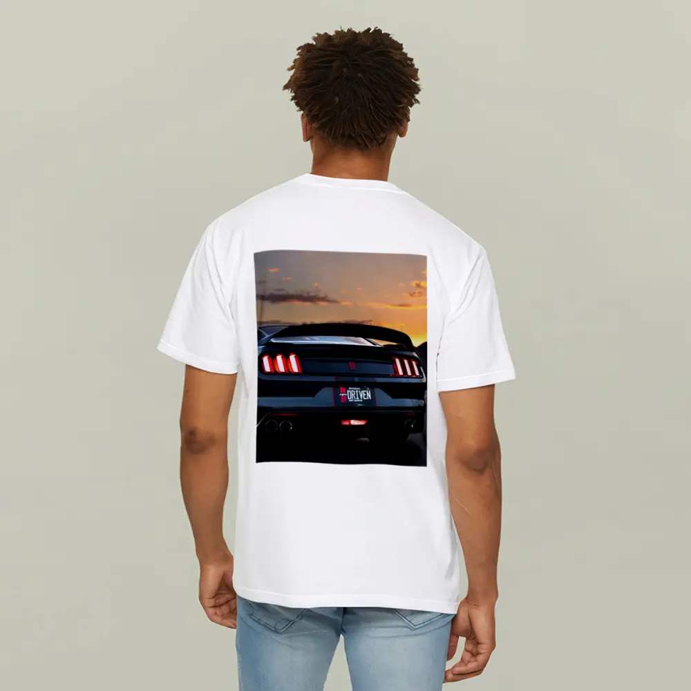 Ford Mustang Rear View Desert Sunset – T-Shirts