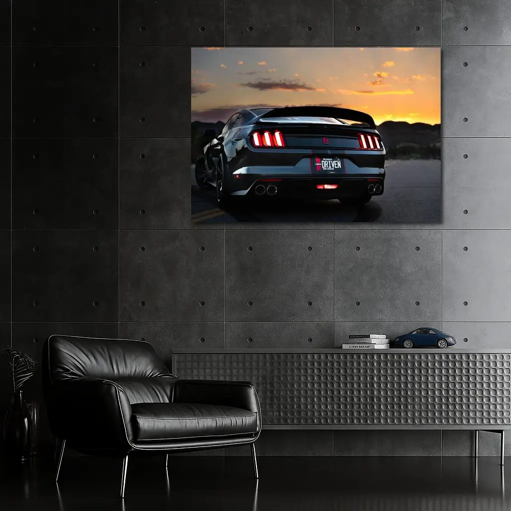 Ford Mustang Rear View Desert Sunset – Wall Art
