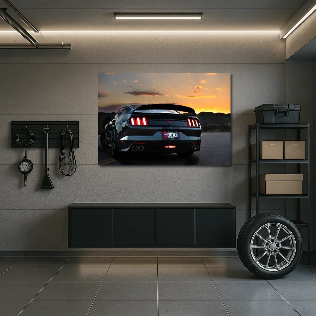 Ford Mustang Rear View Desert Sunset – Wall Art