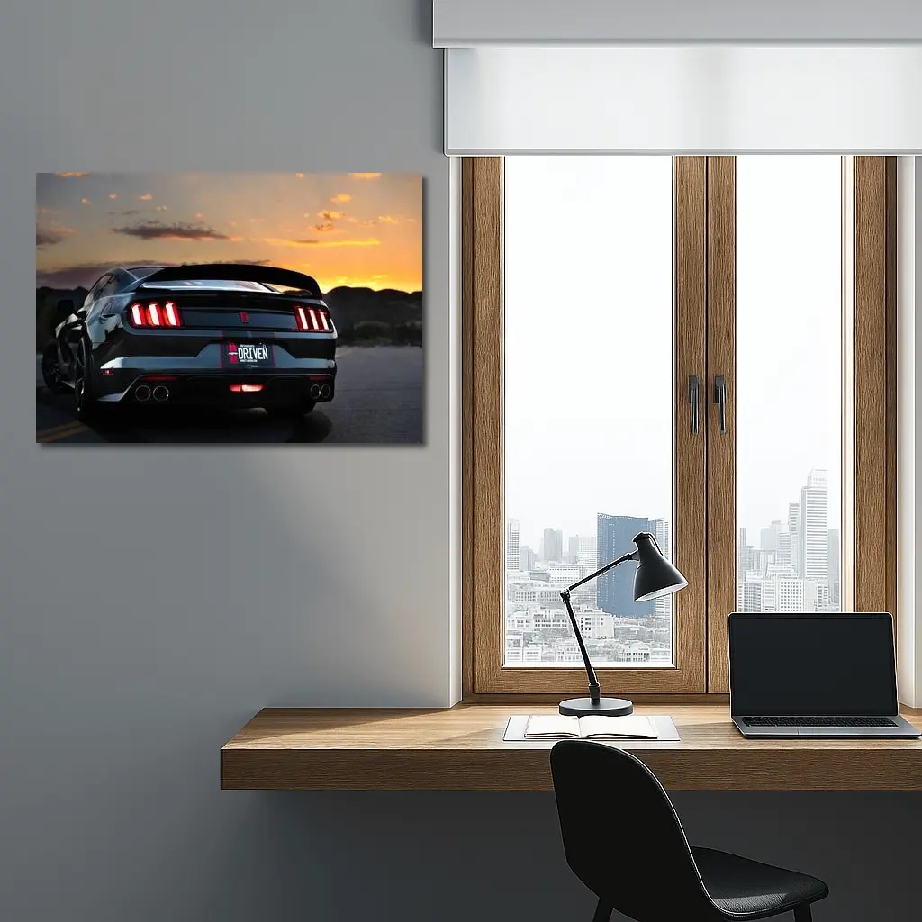 Ford Mustang Rear View Desert Sunset – Wall Art