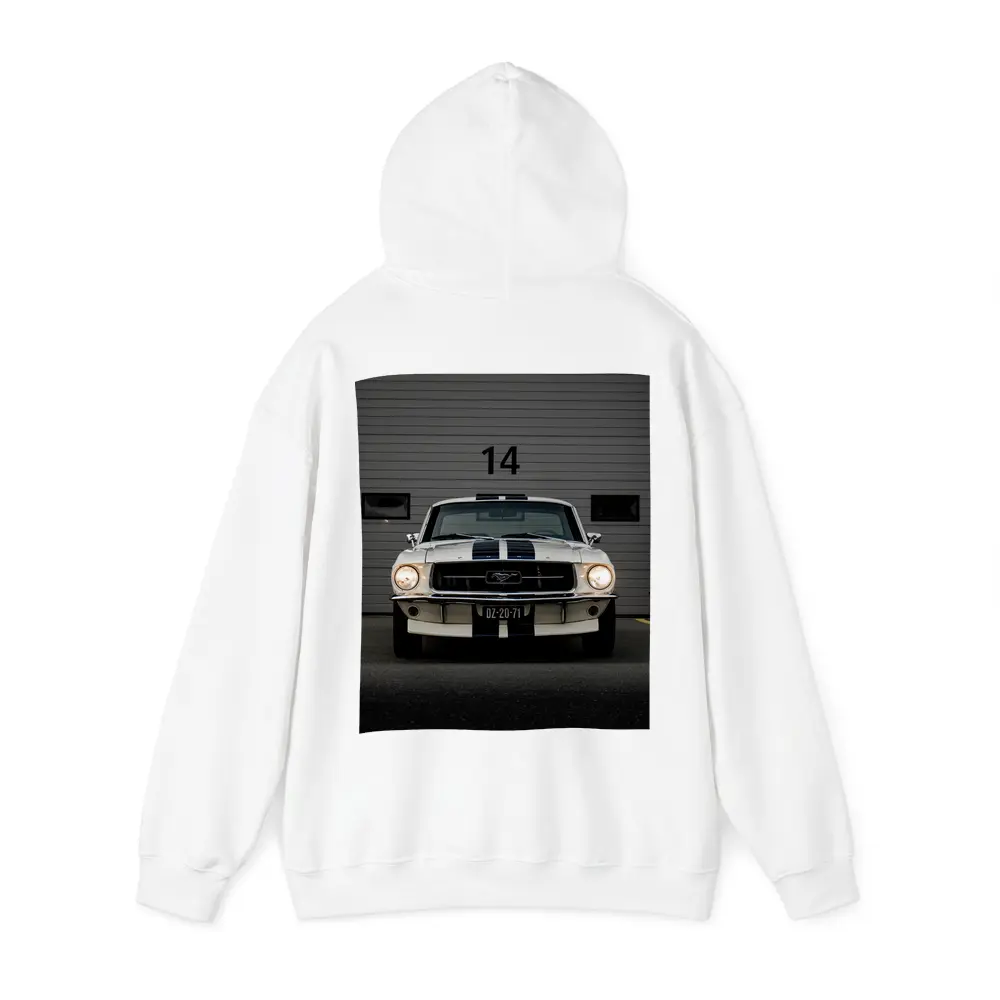 Ford Mustang Classic White Racing Stripes Garage – Hoodies