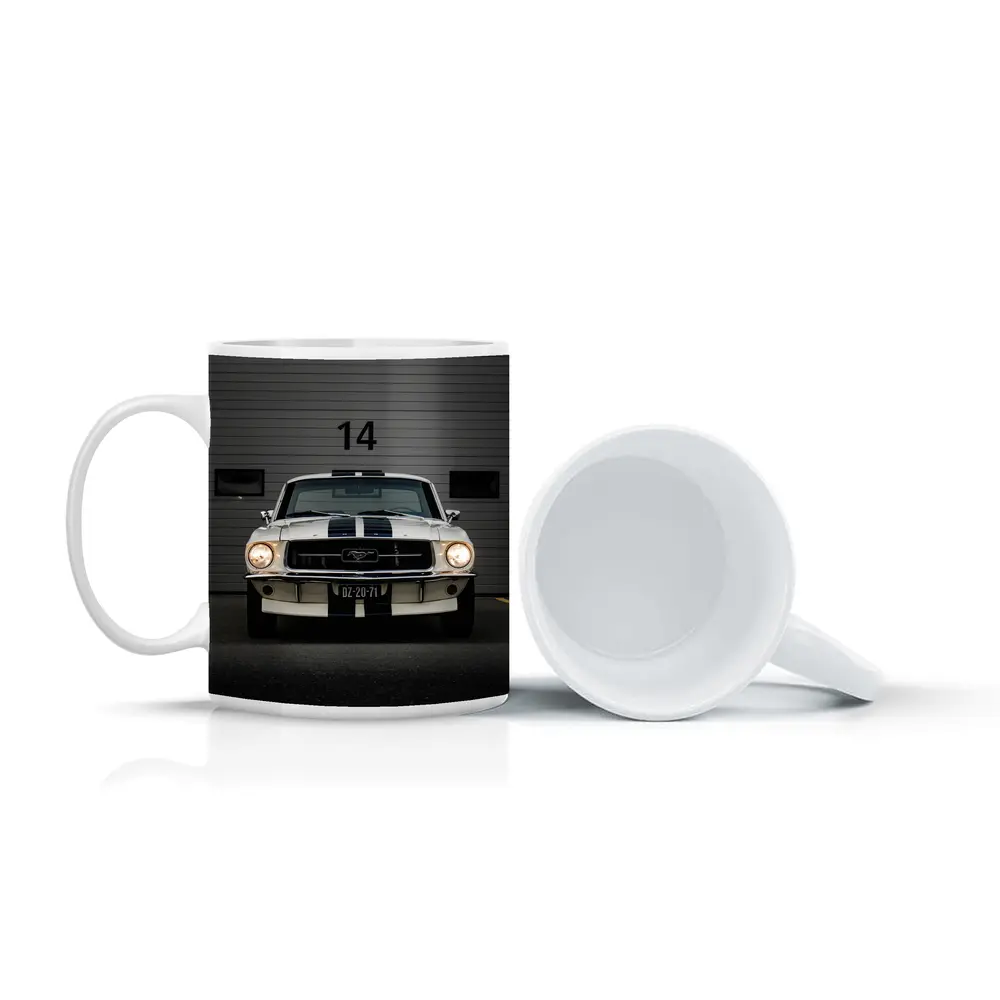 Ford Mustang Classic White Racing Stripes Garage – Mugs