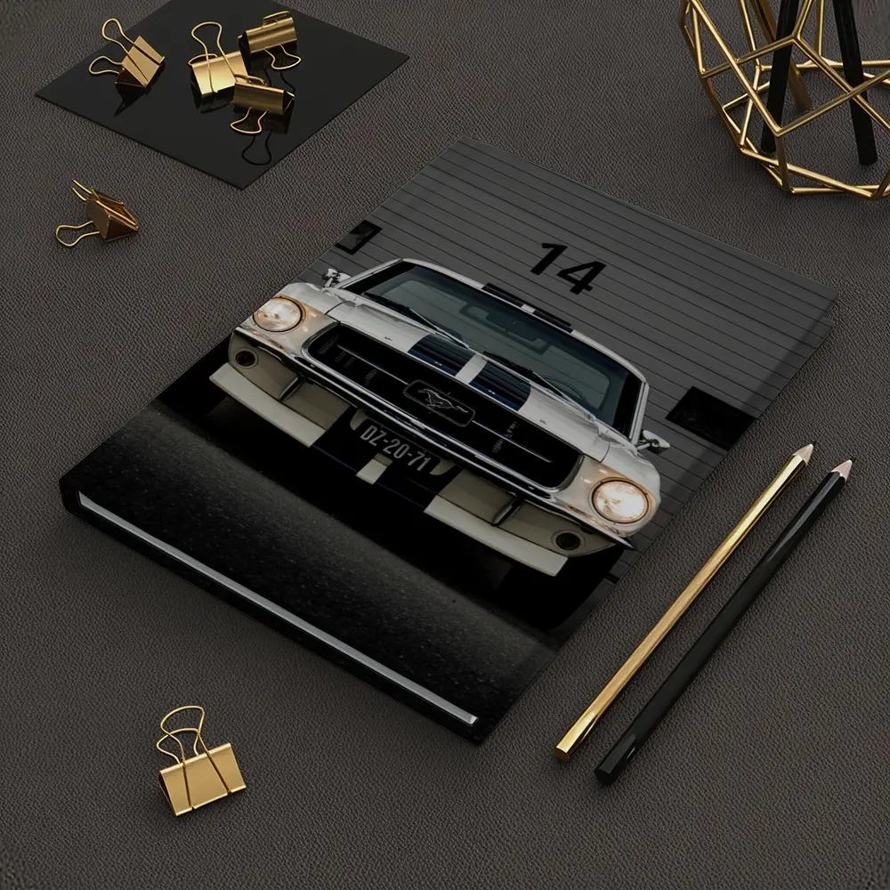 Ford Mustang Classic White Racing Stripes Garage – Notebooks