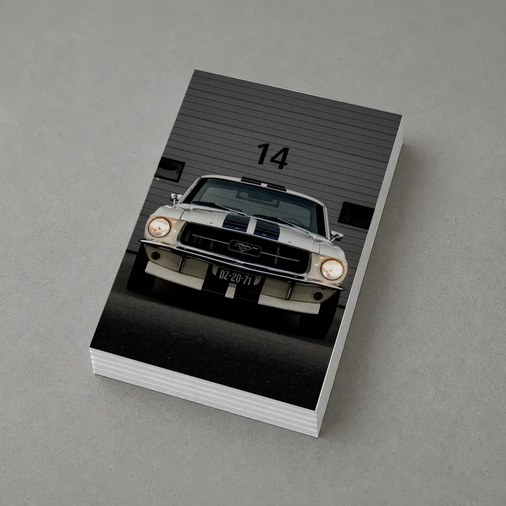 Ford Mustang Classic White Racing Stripes Garage – Postcards