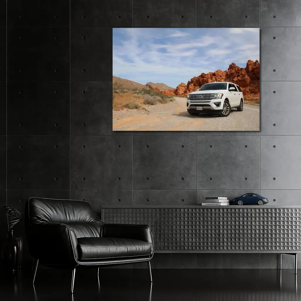 Ford Expedition White SUV Desert Rocks – Wall Art