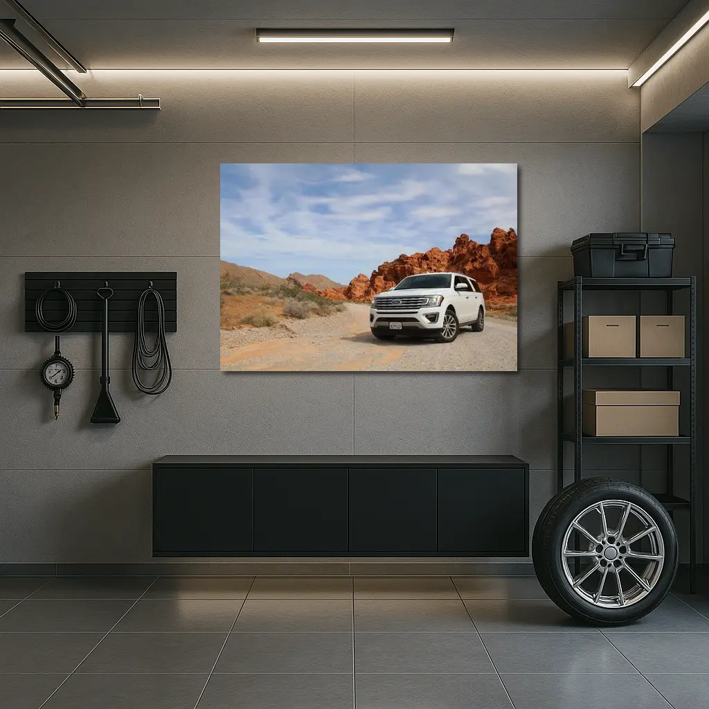 Ford Expedition White SUV Desert Rocks – Wall Art