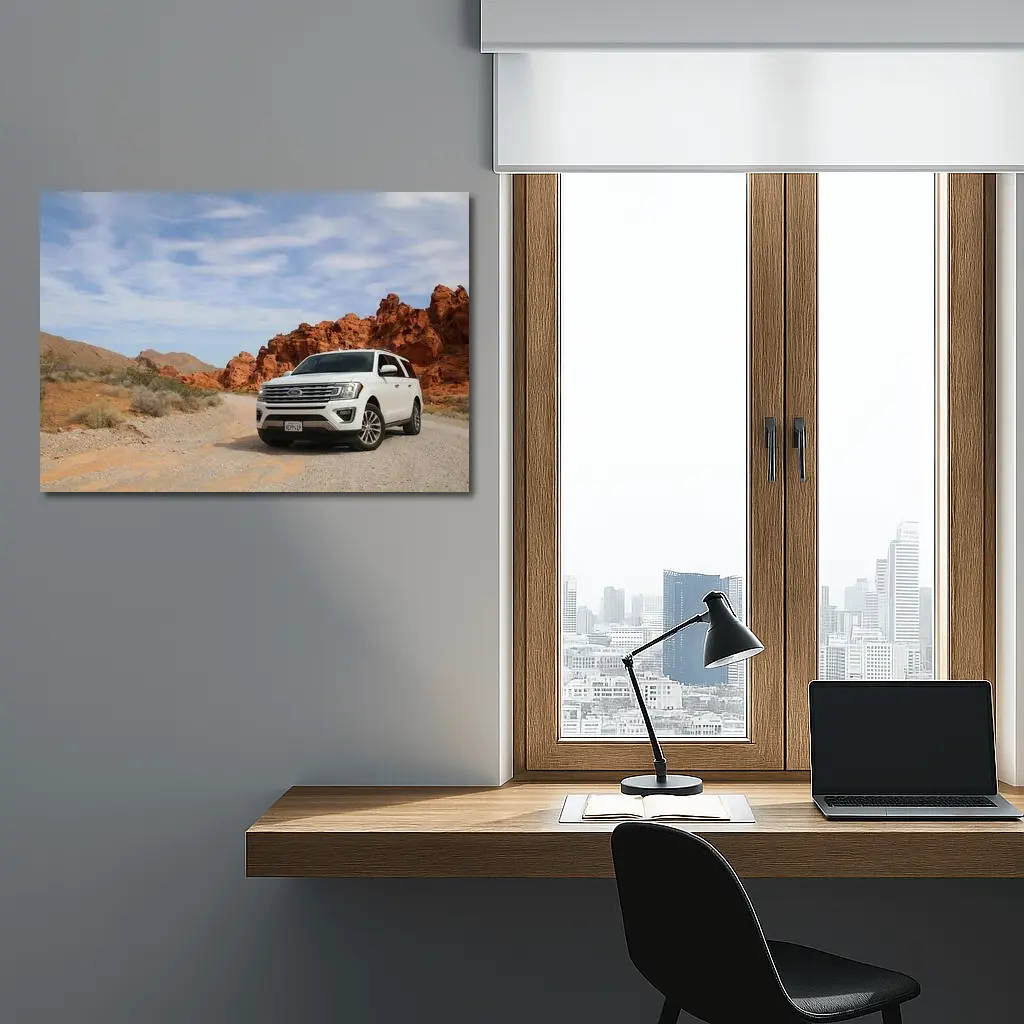 Ford Expedition White SUV Desert Rocks – Wall Art