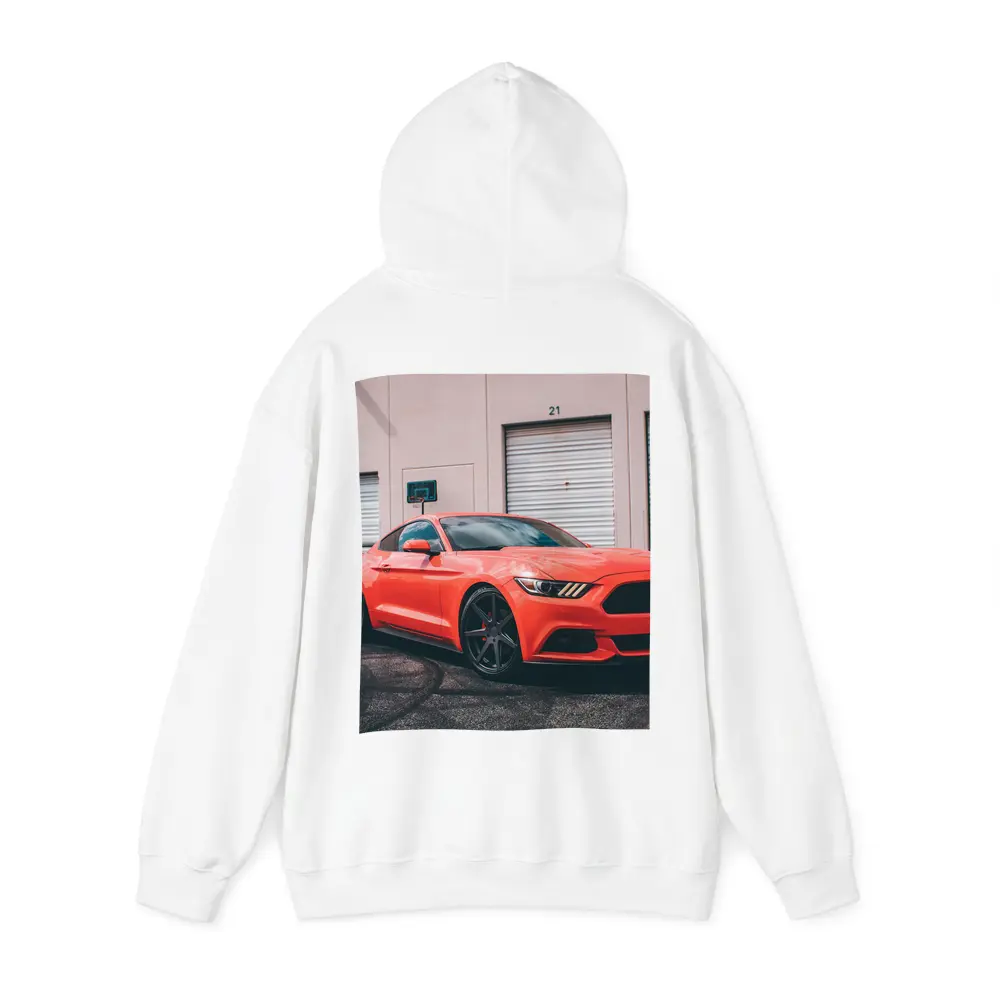 Ford Mustang Red Sports Car Urban Setting – Hoodies