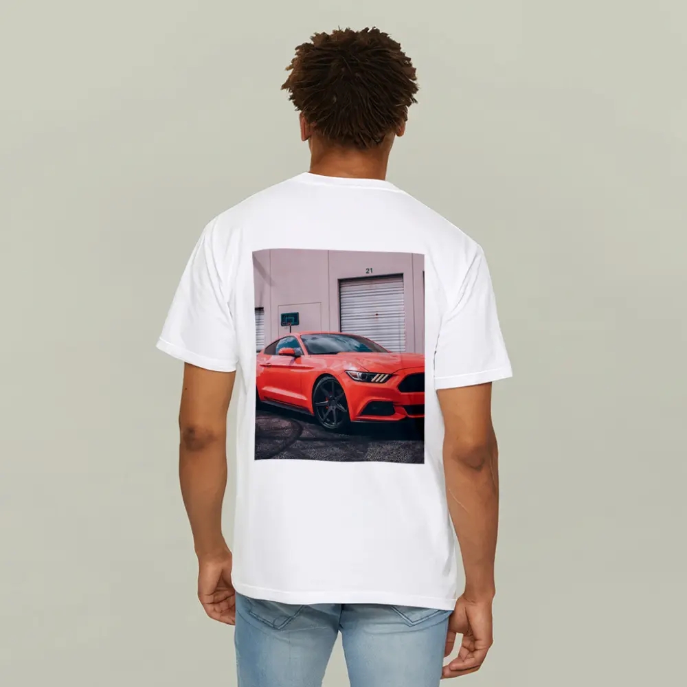 Ford Mustang Red Sports Car Urban Setting – T-Shirts