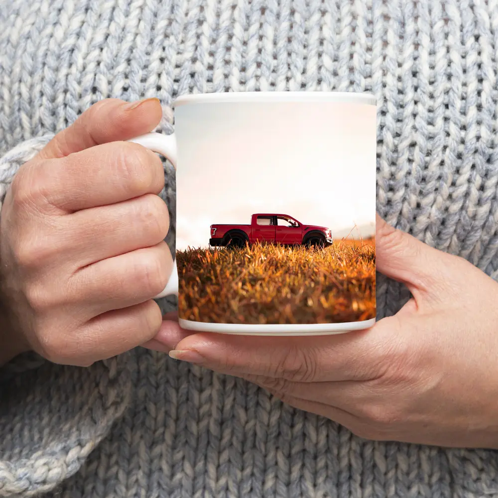 Red Ford F-Series Truck Golden Grass Field – Mugs