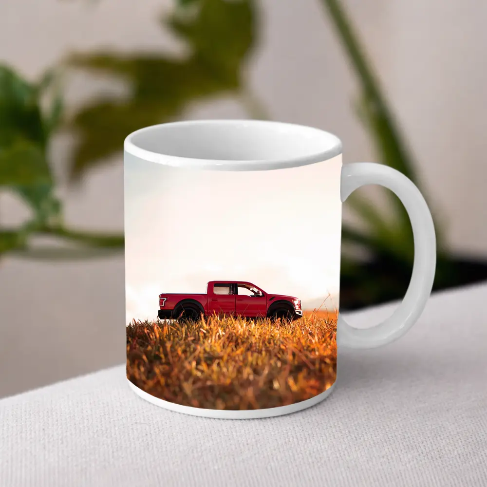 Red Ford F-Series Truck Golden Grass Field – Mugs