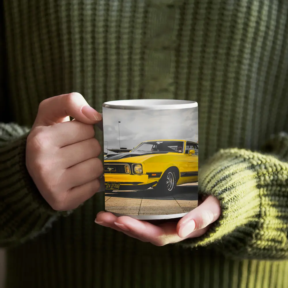 Ford Mustang Mach One Yellow Classic Car – Mugs