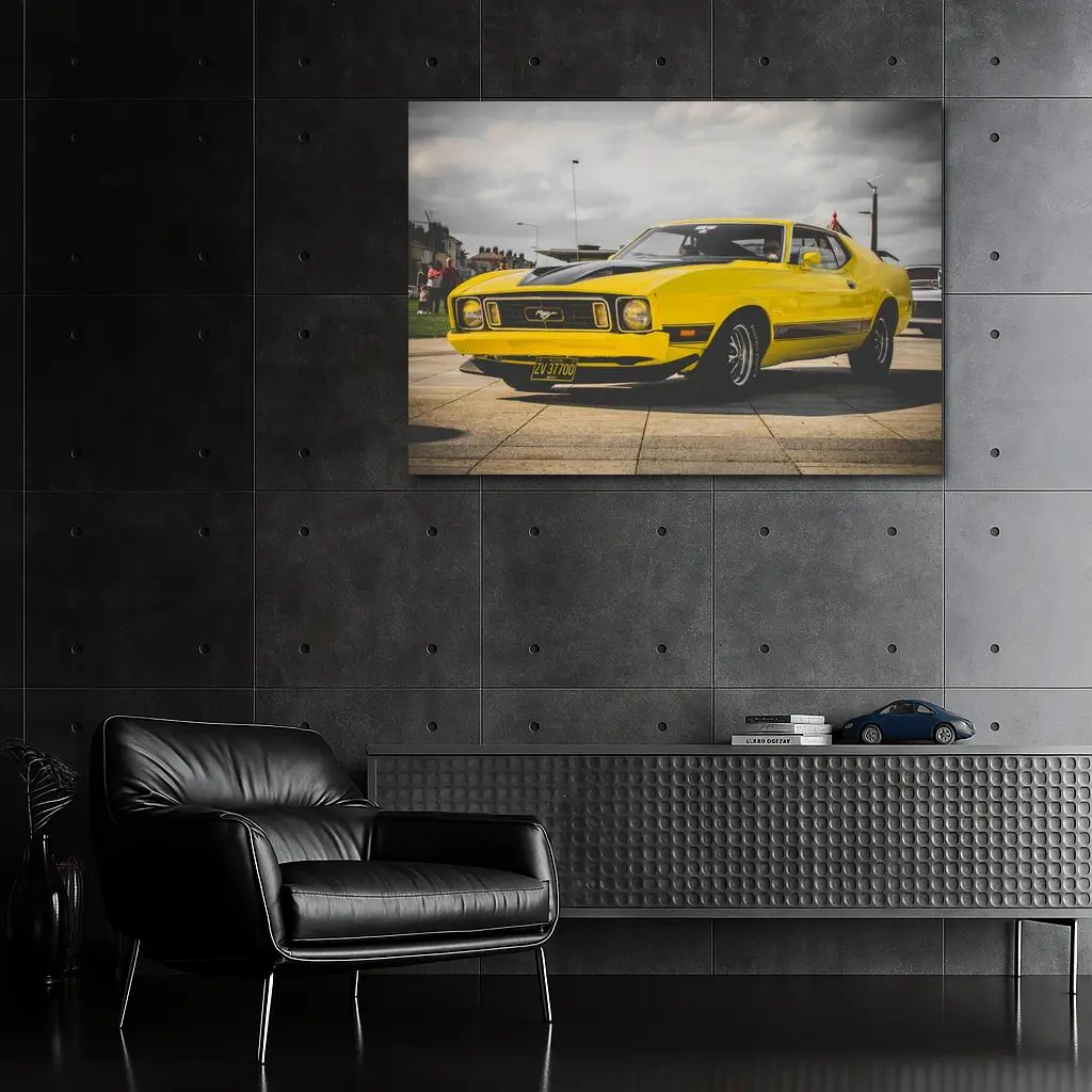 Ford Mustang Mach 1 Yellow Classic Car – Wall Art