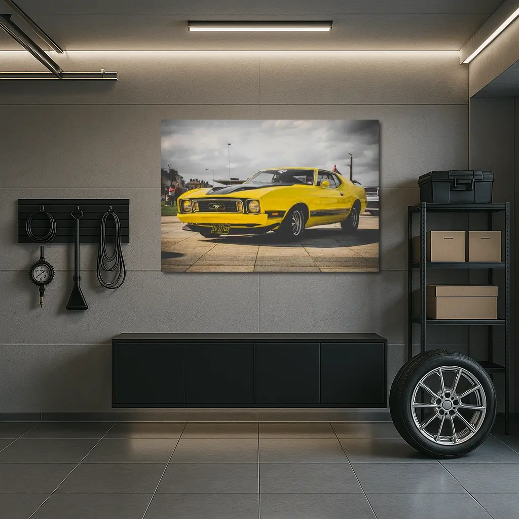 Ford Mustang Mach 1 Yellow Classic Car – Wall Art