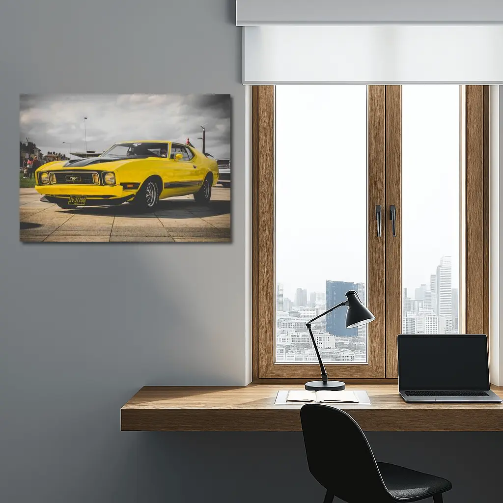Ford Mustang Mach 1 Yellow Classic Car – Wall Art