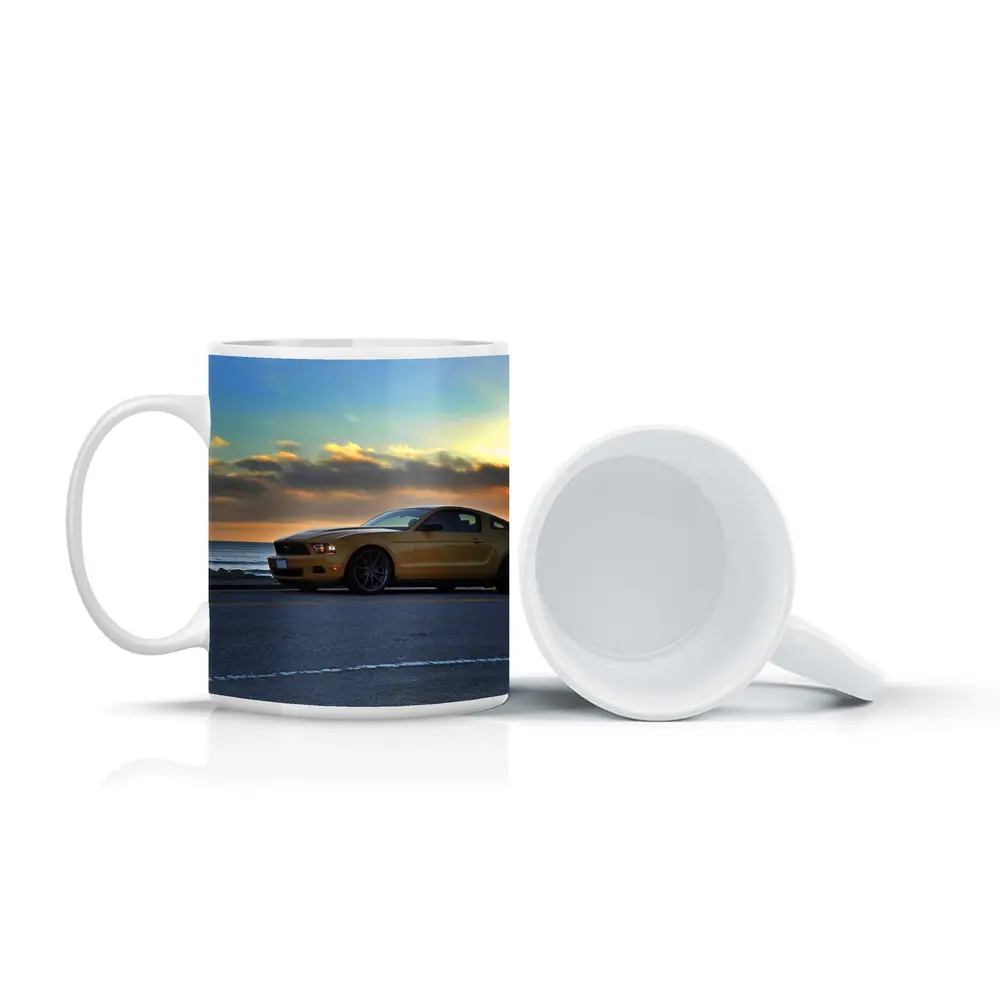 Ford Mustang Gold Coupe Coastal Sunset – Mugs