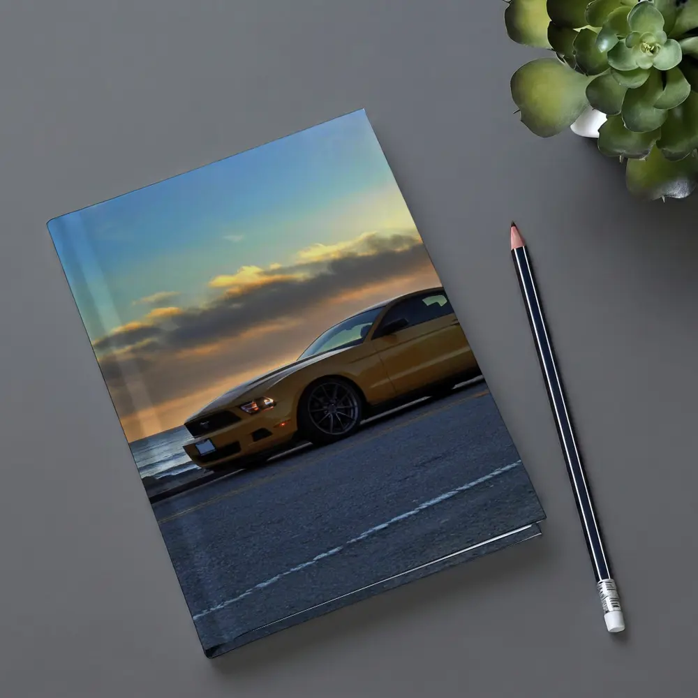Ford Mustang Gold Coupe Coastal Sunset – Notebooks