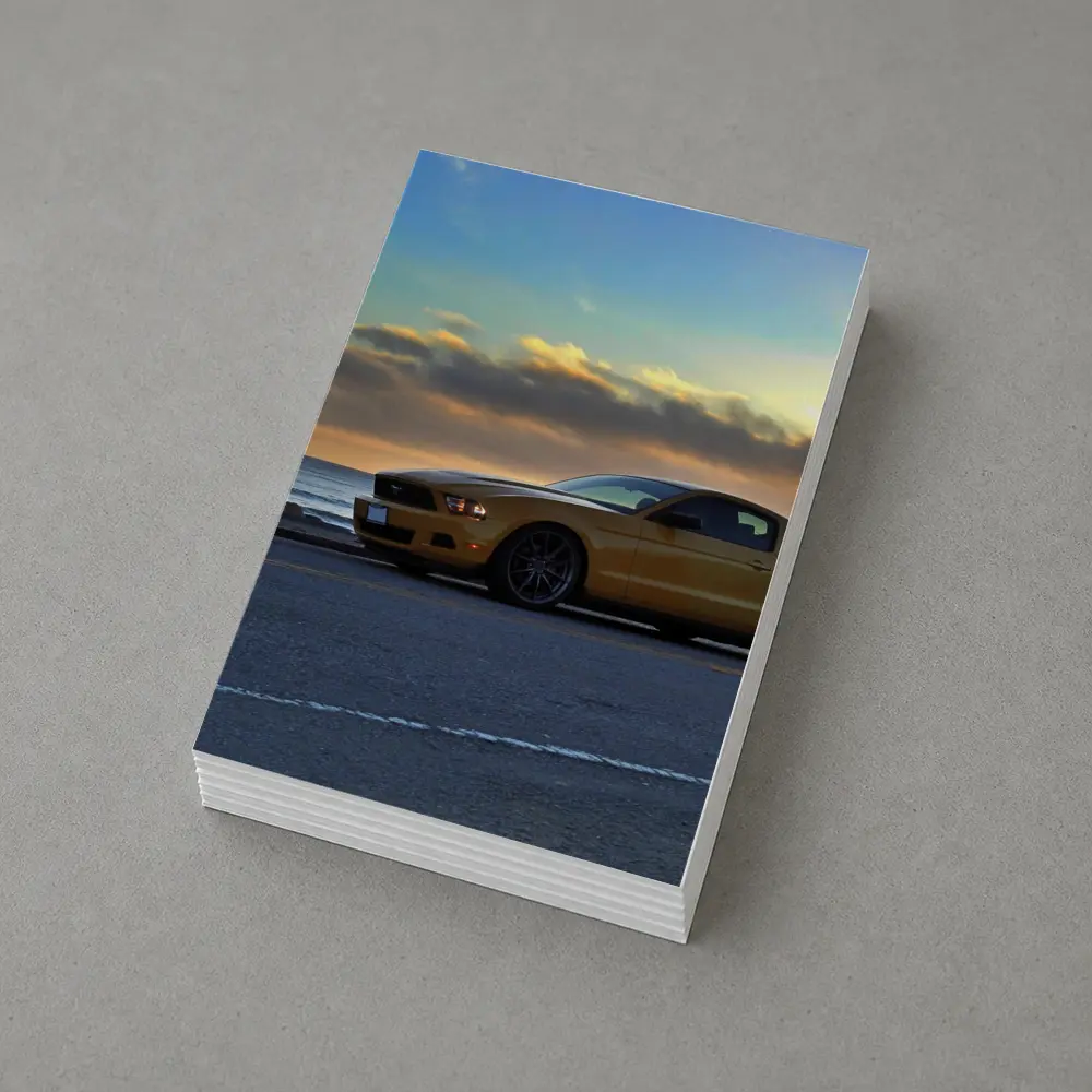 Ford Mustang Gold Coupe Coastal Sunset – Postcards