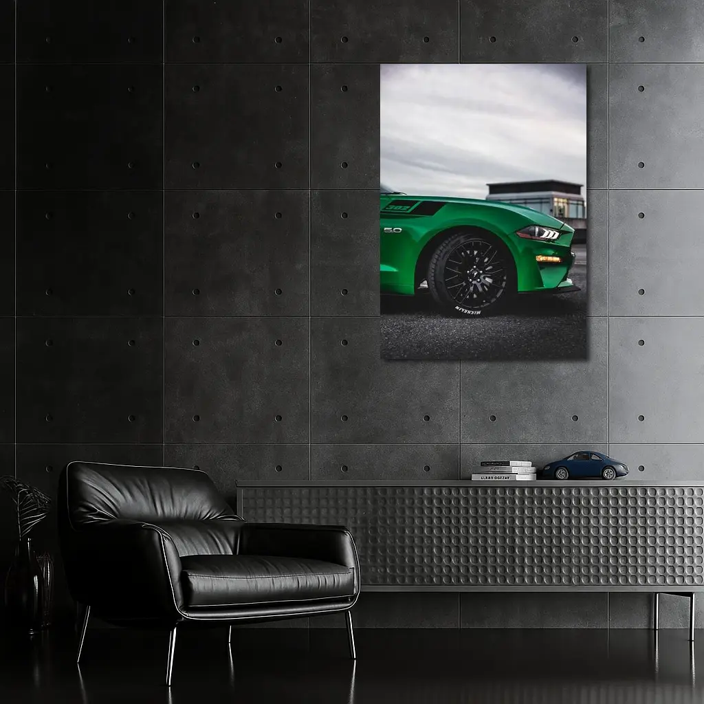 Ford Mustang Green Boss 302 Overcast Sky – Wall Art
