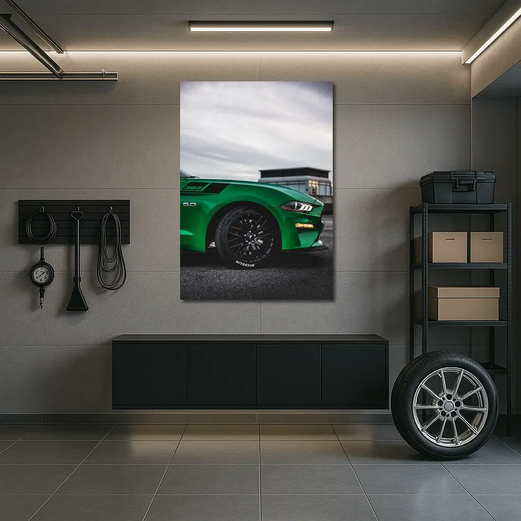 Ford Mustang Green Boss 302 Overcast Sky – Wall Art