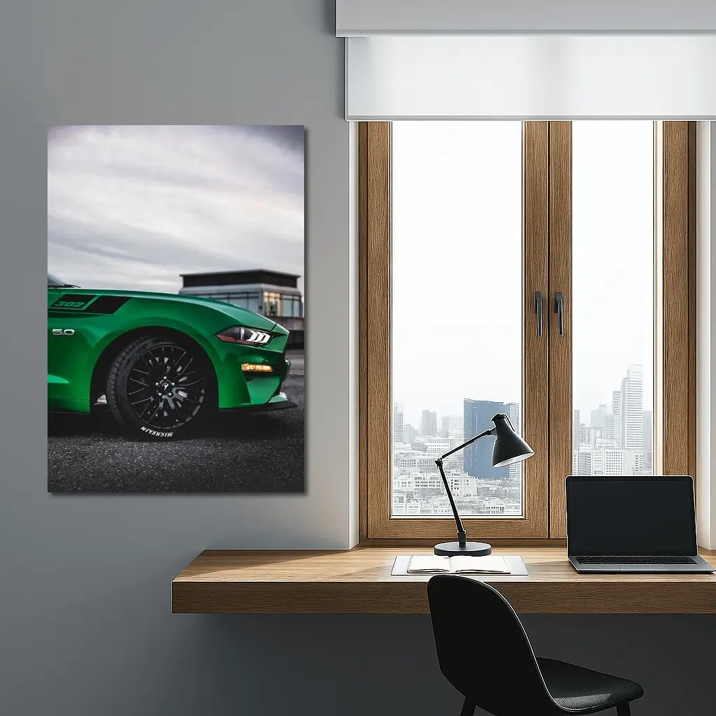 Ford Mustang Green Boss 302 Overcast Sky – Wall Art
