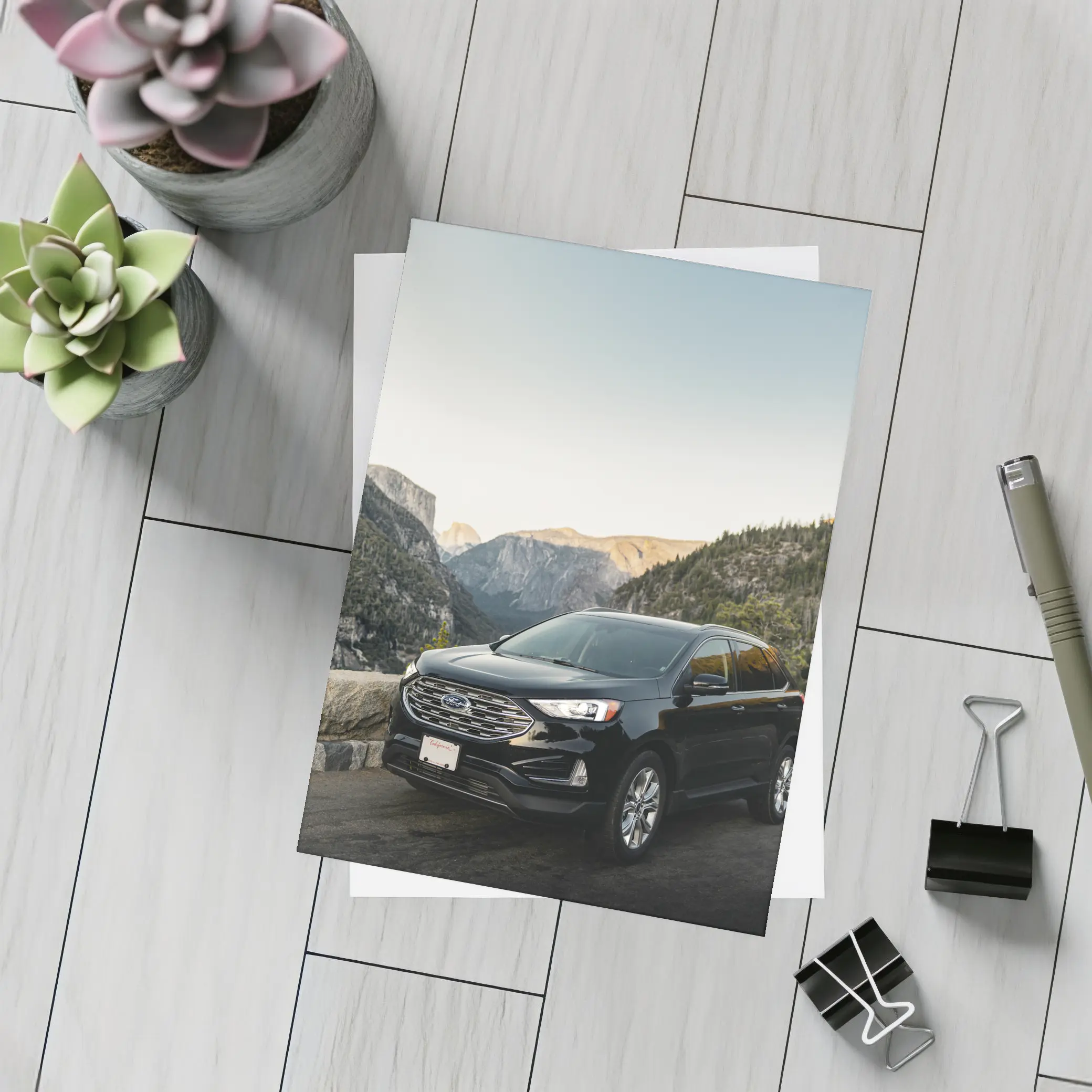 Ford Edge Black SUV Mountain Valley View – Postcards