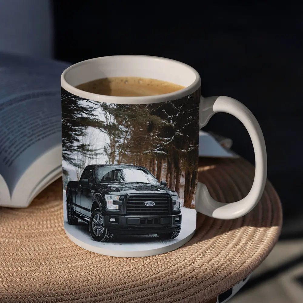 Ford F-Series Black Truck Snowy Forest – Mugs