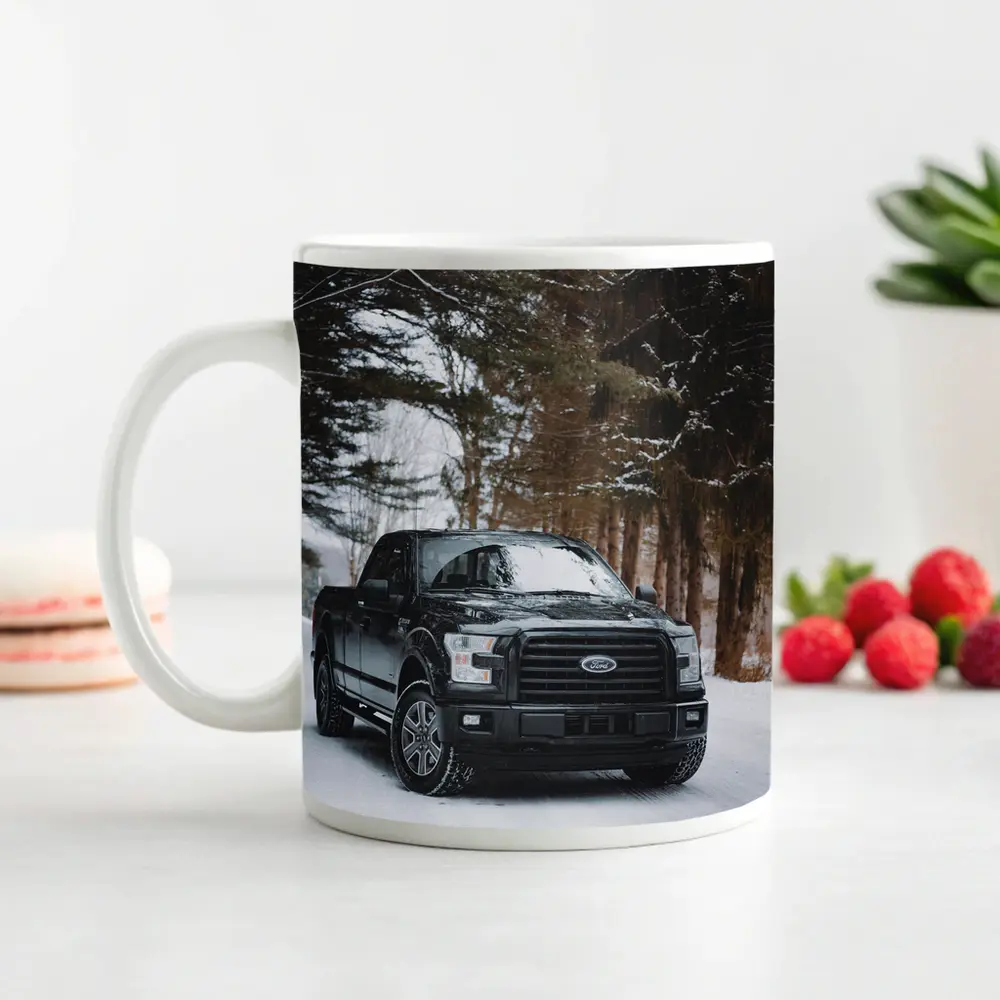 Ford F-Series Black Truck Snowy Forest – Mugs