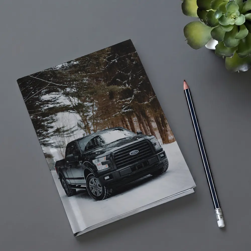 Ford F-Series Black Truck Snowy Forest – Notebooks