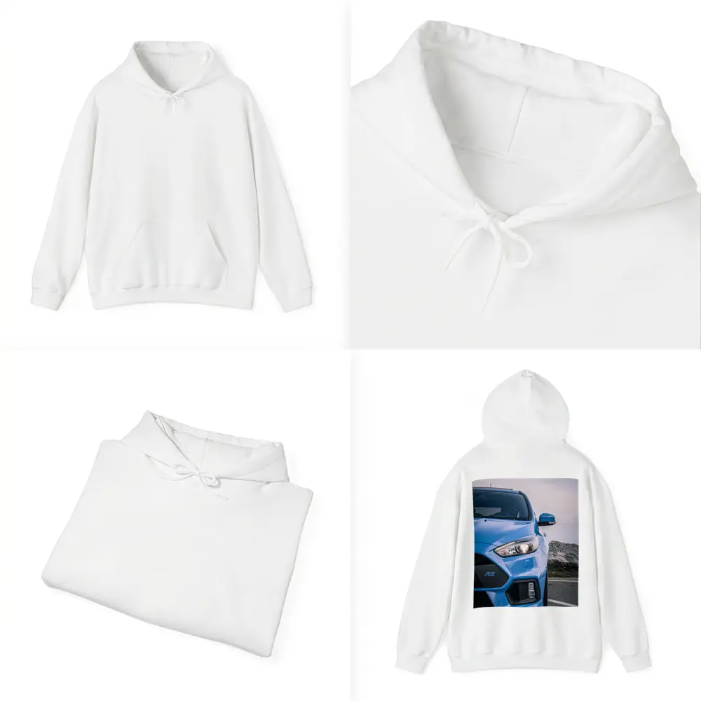 Ford Focus RS Blue Front Close Up – Hoodies