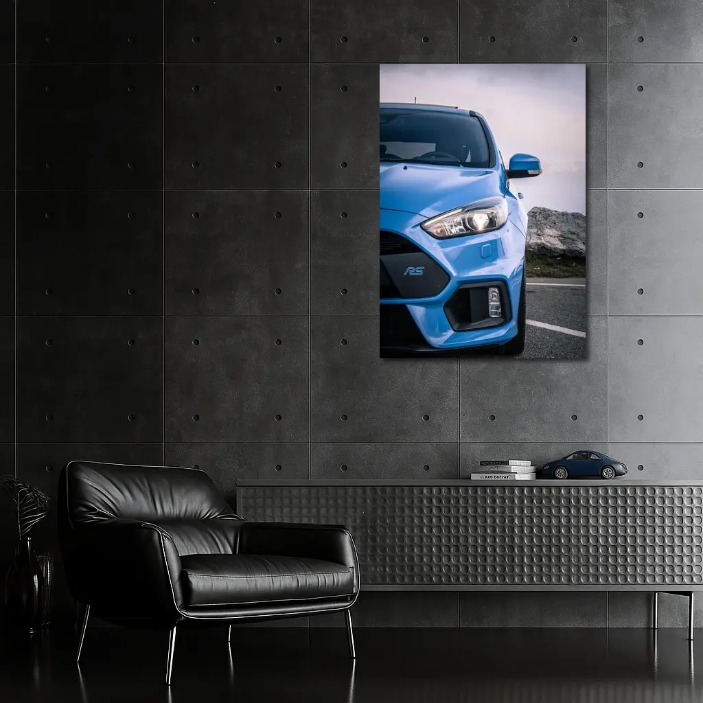 Ford Focus RS Blue Front Close Up – Wall Art
