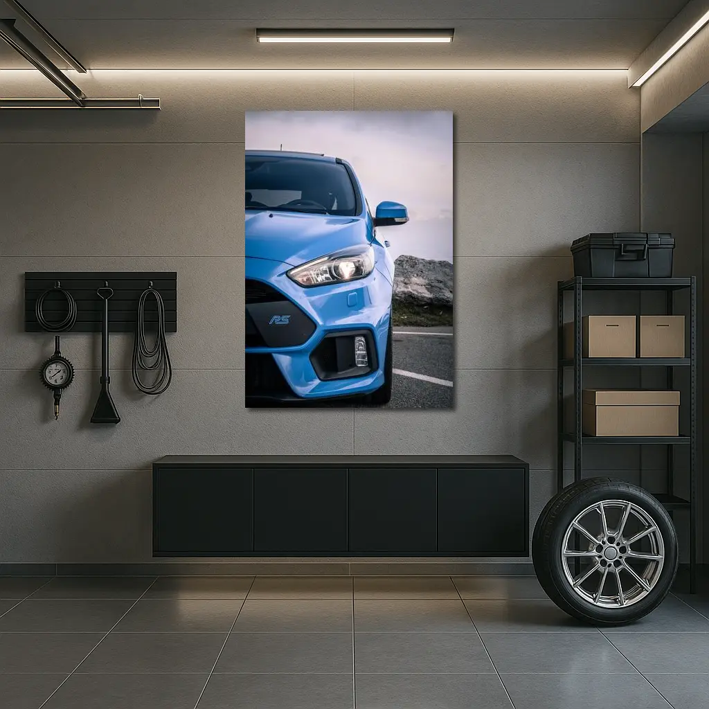 Ford Focus RS Blue Front Close Up – Wall Art