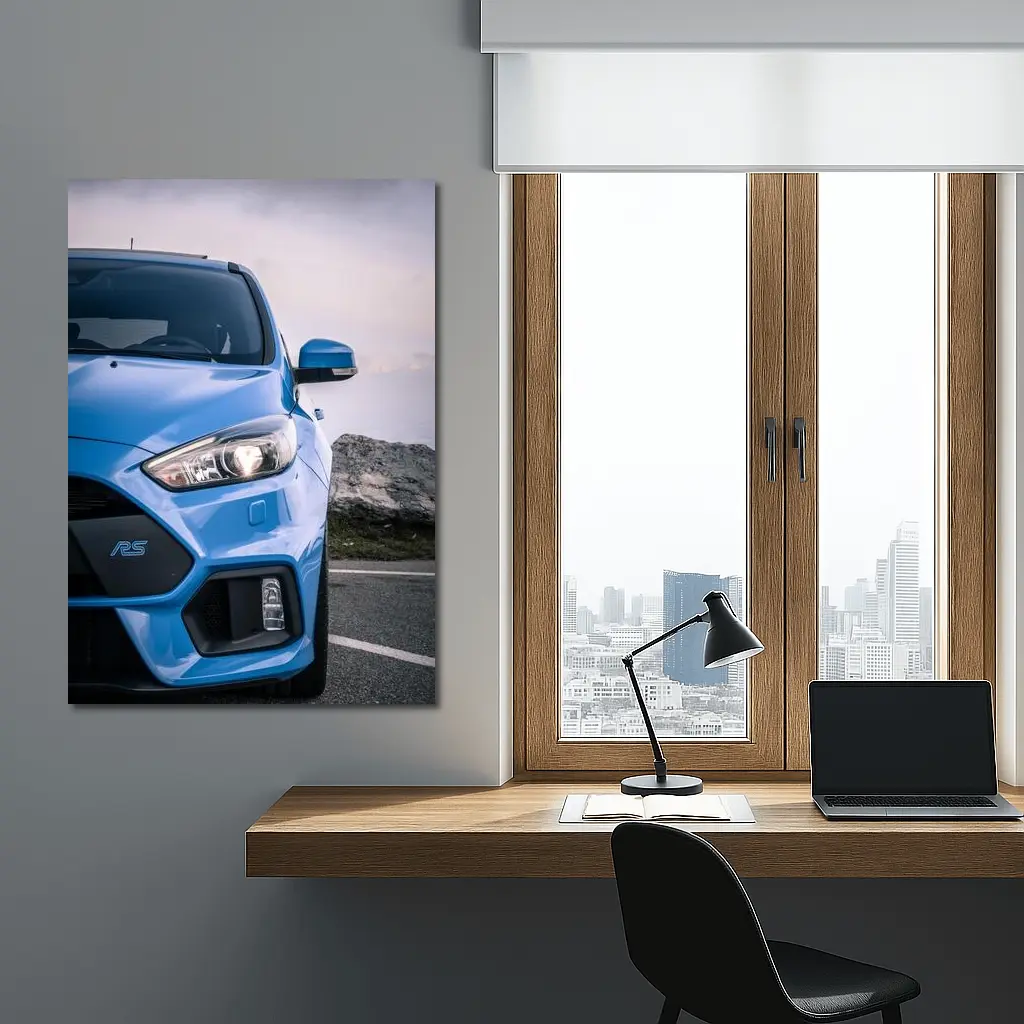 Ford Focus RS Blue Front Close Up – Wall Art